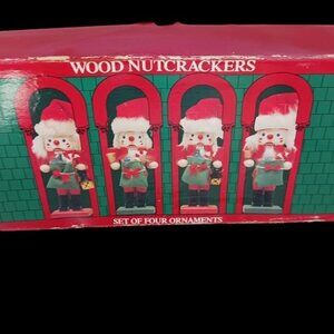 Wooden nutcracker set of 4 ornaments